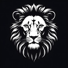 Fototapeta premium Lion head illustration vector black silhouette created with generative AI