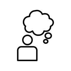 Thinking icon black and white vector outline sign