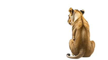 Naklejka premium Sitting lion looking away isolated on transparent background