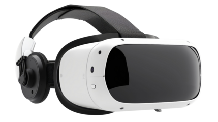 Virtual reality headset with sleek design, modern gaming accessory, isolated on white background, transparent background