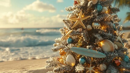Beach Christmas Tree Seashell Starfish Tropical Decorations