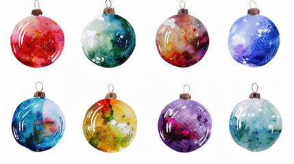 set of christmas balls isolated