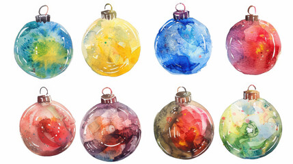 set of christmas balls isolated