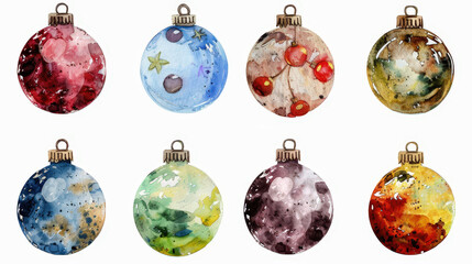 set of christmas balls isolated