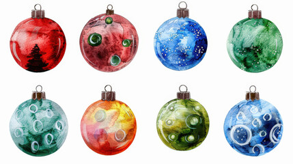 set of christmas balls isolated