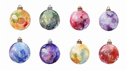 set of christmas balls isolated