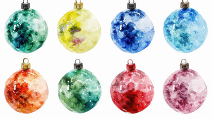 set of christmas balls isolated