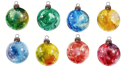 set of christmas balls isolated
