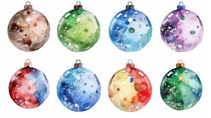 set of christmas balls isolated
