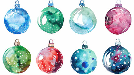 set of christmas balls isolated