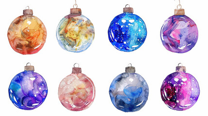 set of christmas balls isolated