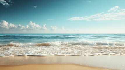 Fototapeta premium Tranquil Beach Scene with Foamy Waves