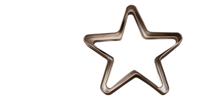 Decorative cookie cutter in the shape of a star on a transparent background