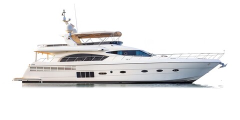An elegant yacht set against a white backdrop, Generative AI.