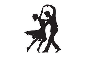Naklejka premium Dancing Couple Silhouette vector Bundle illustration, Dancing Couple Silhouette, Dancing Couple Silhouette PNG