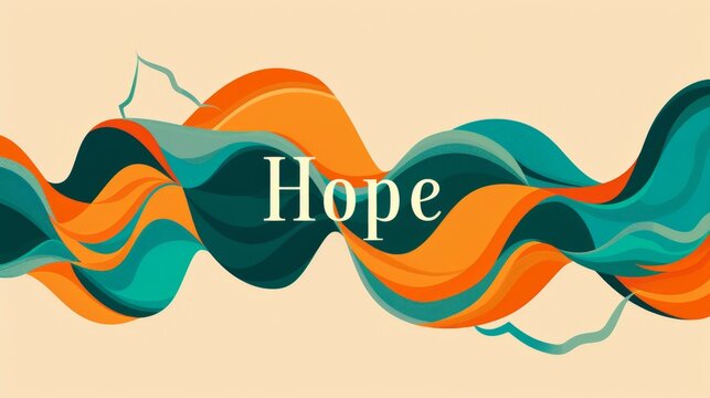 A colorful wave with the word hope written in white. Concept of hope and positivity