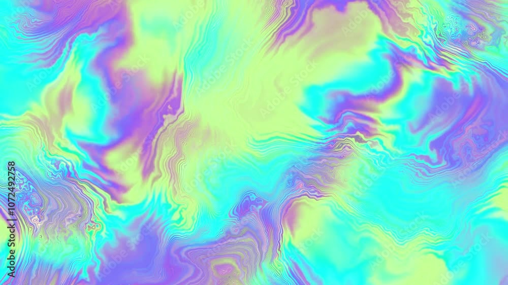 Poster Colorful abstract animated background. The movement of a transparent multi-colored glass surface. Active movement of the liquid effect. Seamless
