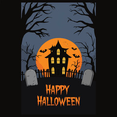 Happy Halloween typography T-shirt design for vector illustration apparel and clothing for man, woman and children
