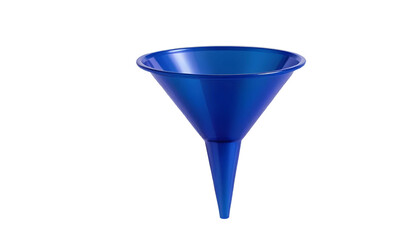 Blue plastic funnel, cut out