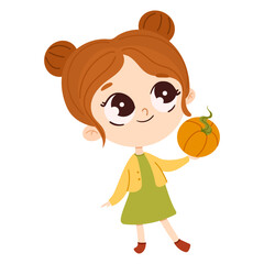 Autumn girl chibi kawaii cartoon