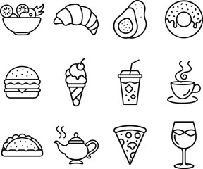 Outline Food and Drink Icons Set