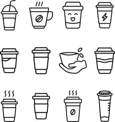 Coffee Cup Icons Set,  Various Designs  Styles
