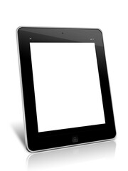 Tabletcomputer vor weißem Hintergrund