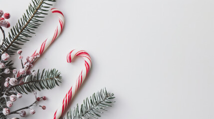 christmas candy canes on white background