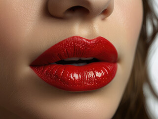 Fototapeta premium Red lipstick mark kiss isolated on transparent white background, png Lipstick kiss mark