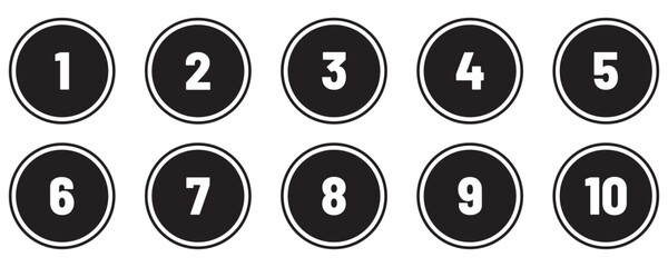 Bullet points numbers from 1 to 12 list markers colorful trendy typography