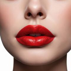 Obraz premium Red lipstick mark kiss isolated on transparent white background, png Lipstick kiss mark