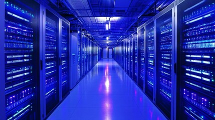 Obraz premium Server Room with Blue Lights