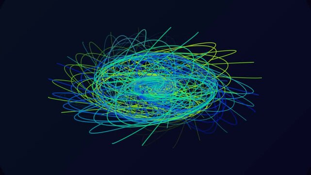 dynamic energy field patterns with multiple layers of colorful streaks, creating a quantum-inspired visual effect in deep space.
