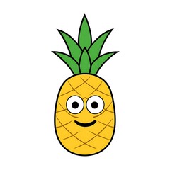 pineapple cartoon illustration  white background