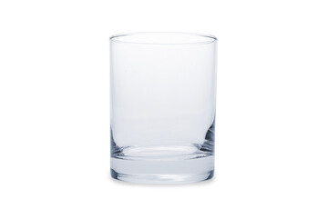Empty whiskey glass on white background