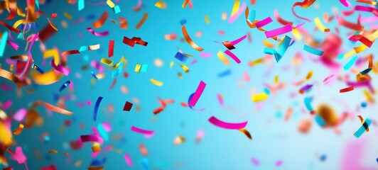 Fototapeta premium colorful banner for a festival or event, with a fun font, confetti elements, and vibrant colors that grab attention and convey excitement