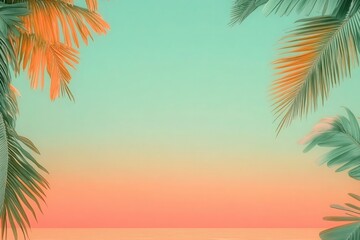 Gradient from mint green to sunset orange, evoking a fresh, tropical-inspired backdrop with warm accents.