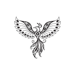 phoenix, design, vector, pattern, illustration, floral, swirl, art, flower, tribal, decoration, tattoo, nature, element, shape, scroll, card, leaf, orange, fire, ornament, color, curve, wave,