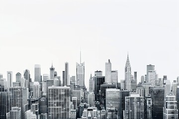 Skyline panorama of the city with urban 3D rendering, Generative AI.