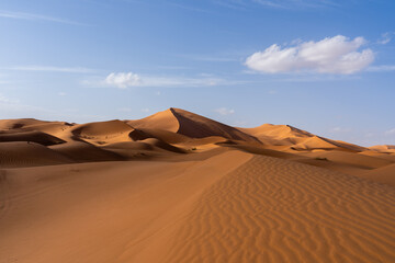 Fototapeta na wymiar View of Sahara Desert in Morocco, Africa. The Sahara Desert is the world's largest hot desert.
