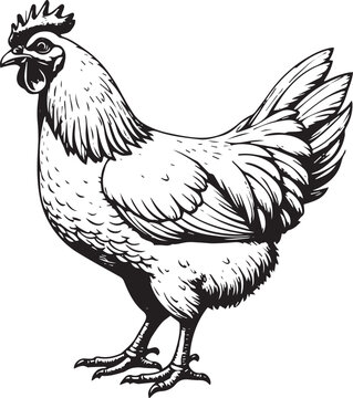 Chicken hen vector sketch