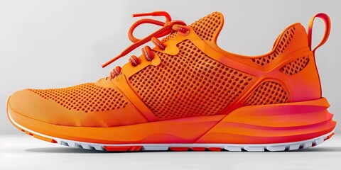 Vibrant orange athletic shoes for business advertisement, Generative AI.