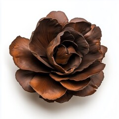 Obraz premium A stunning maitake mushroom with layered edges stands alone against a bright white backdrop