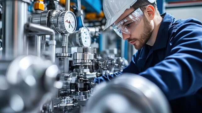 An engineer calibrating a machine in an automated system, ensuring precision and efficiency in operations.
