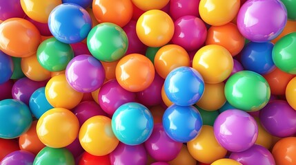 A background filled with rainbow gradient randomly bright soft balls in various sizes suitable for kids zones or childrens playrooms