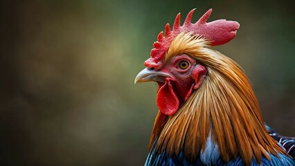 Close-Up of a Vibrant Rooster with Detailed Feathers and Crest