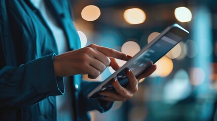 Businesswoman using digital tablet in office ,International Networking Week