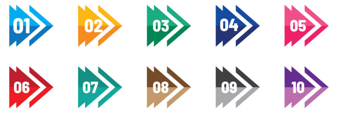 number bullet points from one to twelve vector set. Colorful bullet point number collection