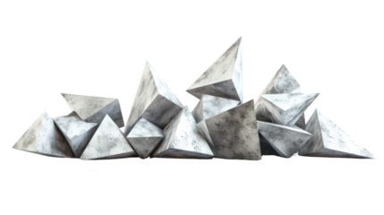 Cluster of angled triangles with shadowed depth on a transparent background
