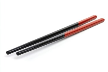 Pair of Red and Black Wooden Chopsticks with Aesthetic Cut-outs - Traditional Asian Utensils